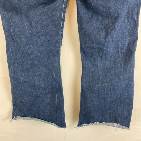 Frame Le One Crop Mini Boot Jeans 2 Blue Wash Raw Rolled Hem Stretch 30-34 - Picture 9 of 11
